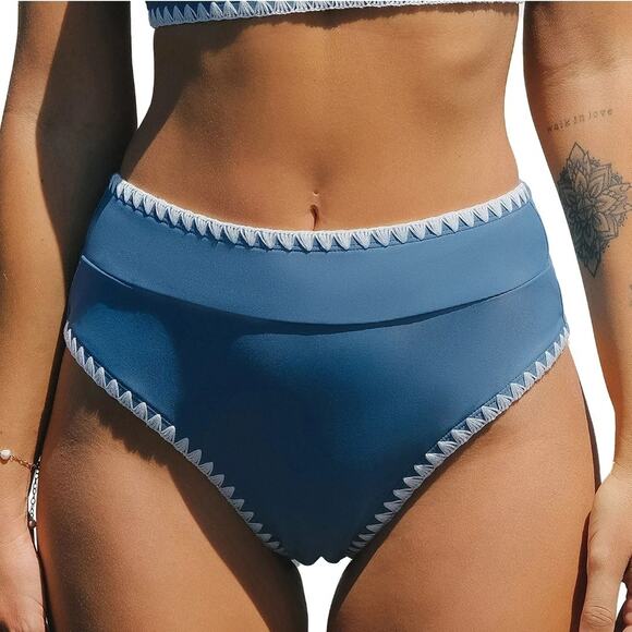 CUPSHE Women's Stitched High Waist Bikini Bottom- NWT - Sz L - Picture 1 of 4